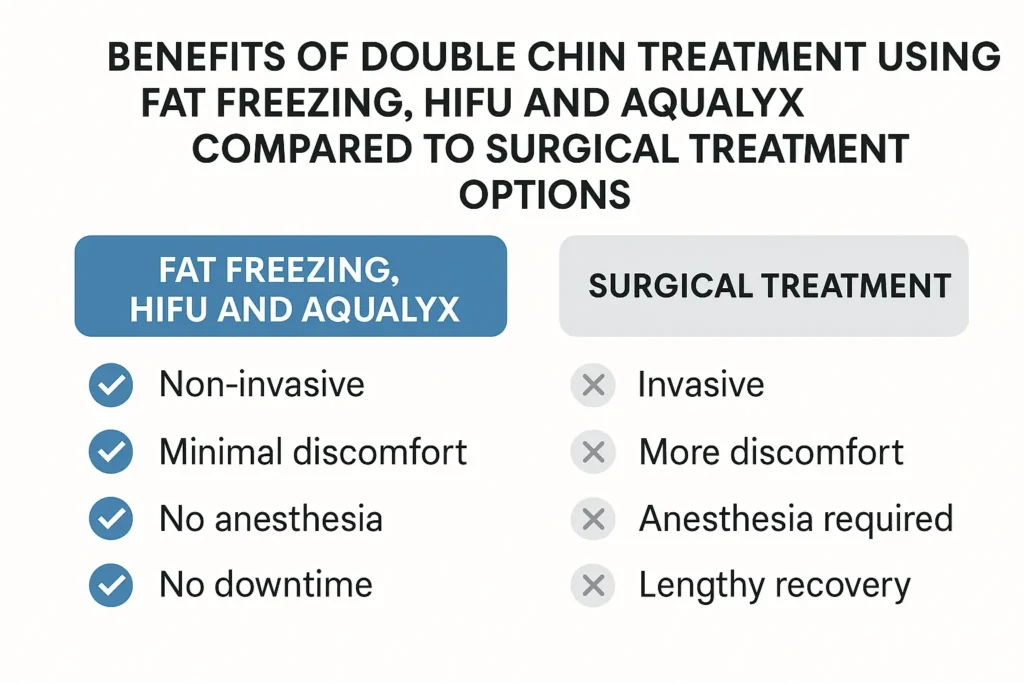 Graphic about the benefits of double chin treatment West Midlands - from LA LIPO