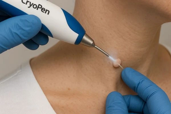 Person receiving Cryotherapy skin tag removal West Midlands